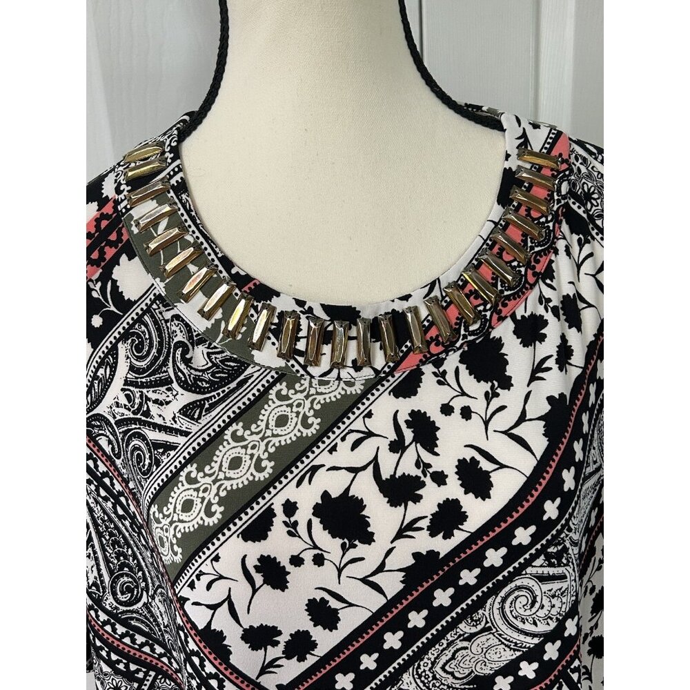 Women's Plus Size 1X Dress Mixed Floral Print Liquid Knit B46